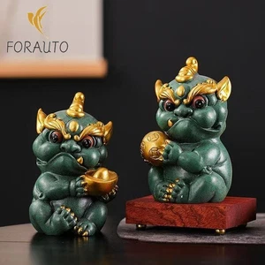 Green Sand Stone Gathering Wealth Pi Xiu Mascot Statue Chinese God Beast Statue - Picture 1 of 8