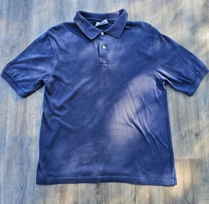 Polo Hanes vintage para hombre talla mediana azul marino manga corta hecho en EE. UU. - Imagen 1 de 7