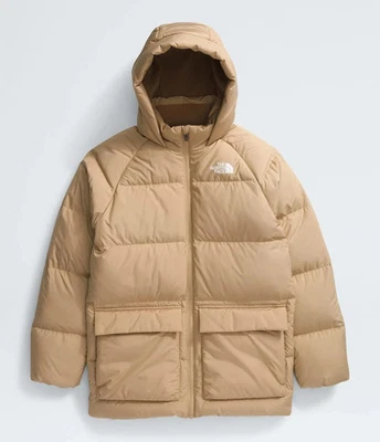 THE NORTH FACE TEEN HOODED 600 DOWN JACKET Fleece Line Khaki Winter Jacket Parka - Image 1 of 4