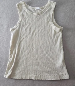 Zara Tank Top Girls Size 13-14 Off White Ribbed Knit Crew Neck Sleeveless - Picture 1 of 9