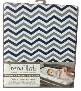 Trend Lab Deluxe Changing Pad Cover 16"x32" Chevron Blue Gray 100% Cotton - Picture 1 of 3