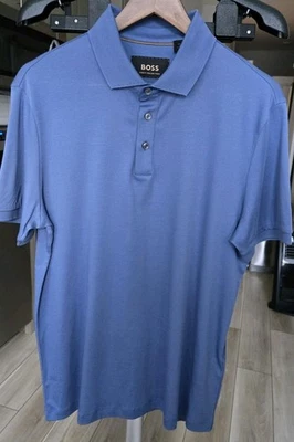 BOSS Blue Polo Shirt. Size M. Cotton Camel Label - Image 1 of 4