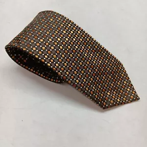 Corbata Bergamo Nueva York Marrón Bronce Dorado A Cuadros Hecha a Mano LARGA 61" X 3.75" - Imagen 1 de 8
