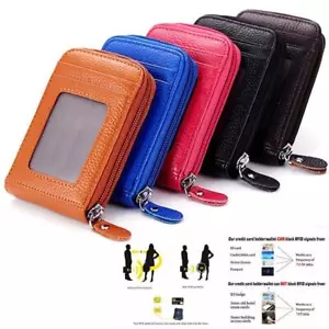 PU Zipper Vertical Clutches Case For Credit Bank Cards Multiple Colors Available - Picture 1 of 36