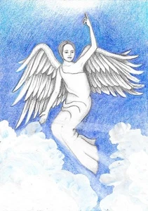 ACEO PRINT OF PAINTING Icon Protection Guardian Angel Art Ryta Folk Christmas 🎄 - Picture 1 of 1