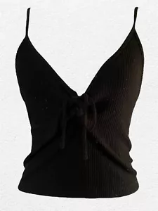 Brandy Melville Einheitsgröße schwarz vorne zum Binden Twist Crop Top - Bild 1 von 3