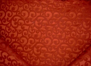 22Y Brunschwig et Fils Volute Damask Rust Red Scroll Damask Upholstery Fabric - Picture 1 of 4