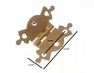 Schmetterling verziertes ausgefallenes Scharnier EB Messing vergoldet 50 mm mit Schrauben 2 Paar - Bild 1 von 1