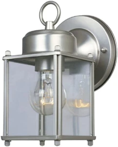 Preston Outdoor Light Fixture, 8 Inch, Exterior Wall Mount Lantern Sconce, Clear - Picture 1 of 12