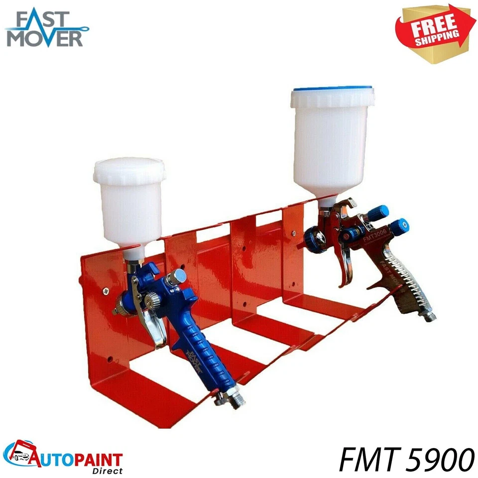 FASTMOVER Wall Mounted Gun Holder Stand for 4 Car Spray Paint Guns HVLP POT FMT5900