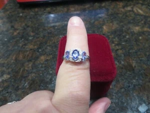 BEAUTIFUL 14k White Gold Tanzanite / Dimond Ring 3.55gr Sz 8 1/2 - Picture 1 of 8