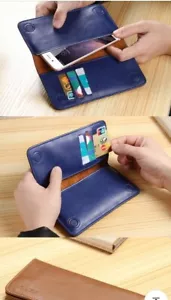 FLOVEME Universal Genuine Leather Wallet Case For iPhone X 8 7 6 6S & android - Picture 1 of 5