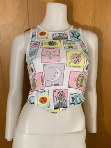 NEW TAROT CARD BRIGHT TANK TOP PASTEL WITCH XS - Picture 1 of 2