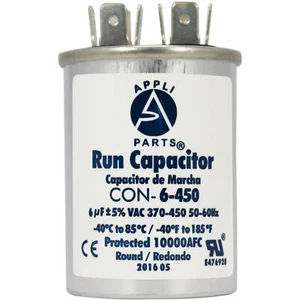 Appli Parts Run Capacitor for ac 6 Mfd uF (microfarads) 370 VAC or 450 VAC CBB65 - Picture 1 of 8