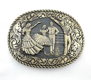 Vintage Award Design Medals ADM Solid Brass Square Dancing Belt Buckle - Picture 1 of 4
