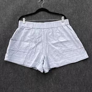 Witchery Womens 14 Linen Blend Pull On Shorts Light Grey Elastic Waist Pockets - Picture 1 of 12