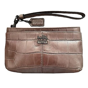 Coach Madison Leder Handgelenktasche Clutch 7”x 4” Krokoprägung - Bild 1 von 6