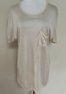 NWT Saint Laurent YSL Cream Silk Knit Chest Pocket Scoop Neck Tee Shirt XL $890 - Picture 1 of 10