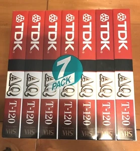 7er-Pack TDK AQ VHS Advanced Quality T-120 6 Stunden leere Videorecorderbänder Neu Versiegelt - Bild 1 von 7