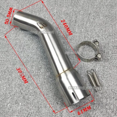 Motorcycle Exhaust System Middle Link Pipe Slip On 51mm For Yamaha FZ1 2006-2015 - Image 1 of 4