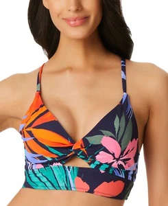 Jessica Simpson MOOD MULTI Island Paradise Twist-Front Bikini Top  US Medium - Picture 1 of 2