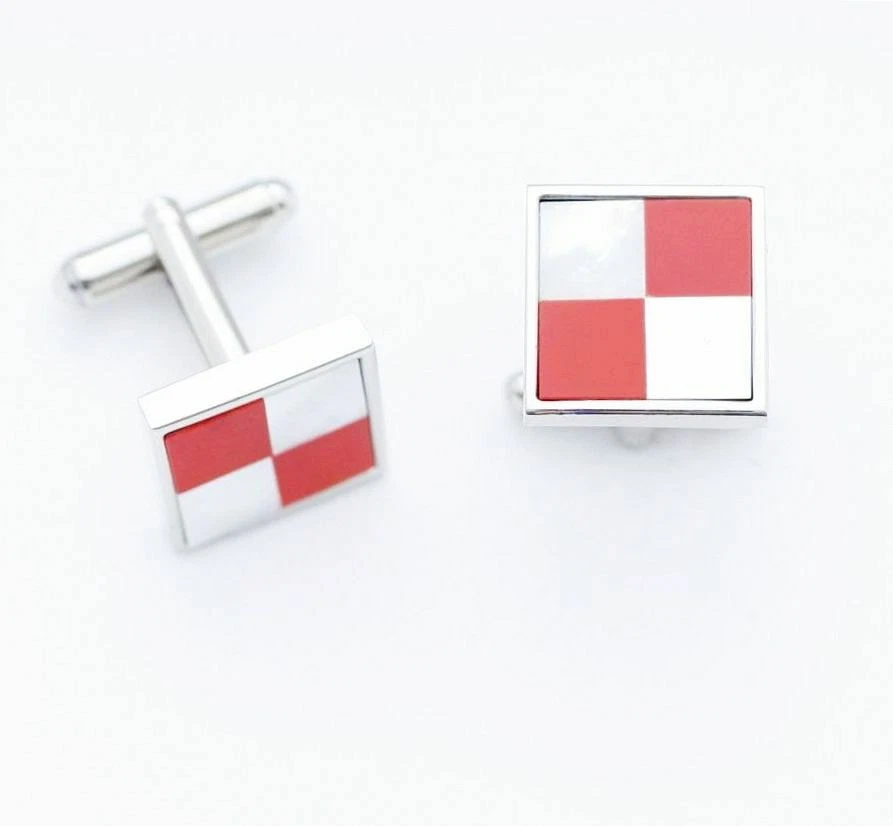 C0218 GEMELOS GEMELOS ROJO RUBÍ BLANCO MADREPERLA MOSAICOS MINI CUADRADOS Foto 1 de 1