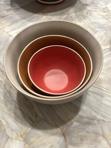 Crate and Barrel Stoneware Nesting Bowls Set 3 - Picture 1 of 4