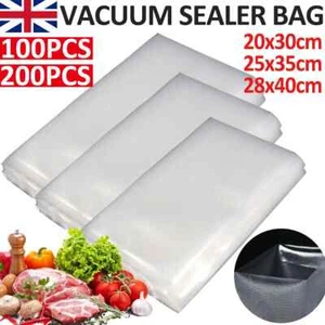 100/200 Food Vacuum Sealer Bags Vaccum Food Saver Storage Seal Bag Pack Embossed - Picture 1 of 17