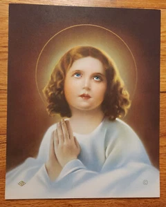 Young Jesus Praying Vintage Print 8x10" N.G. Basevi 1935 Catholic Faith USA - Picture 1 of 1