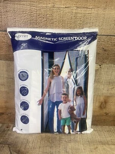 Homitt Magnetic Screen Door 74"x81" Anti-tear Fiberglass Mesh Curtain Hook&Loop - Picture 1 of 3
