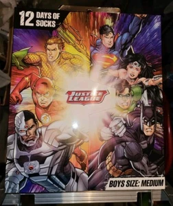 DC Justice League Super Hero 12 Days of Socks Assorted Boys Size Medium - Picture 1 of 3