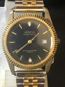 Geneva 37mm Black Dial Limited Edition President Quartz Men Watch, Run (Lot2038) - Picture 1 of 12