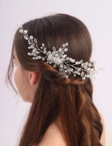 Dainty Rhinestone Bridal Hair Comb Headband with Side Combs for Women and Gir... - Picture 1 of 5