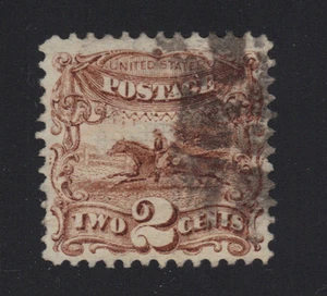 US #113 Used 2c Horse & Rider Pictorial - Good Color & Nicely-centered - Sound - Picture 1 of 1