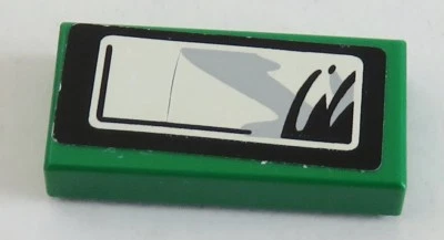 LEGO - Fliese / Tile 1 x 2 mit Seitenspiegel Sticker, rechts, grün # 3069bpb060R - Bild 1 von 2