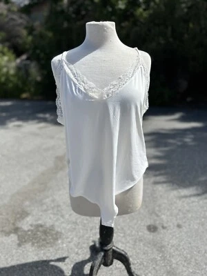 H&M Body Para Mujer 2Extra Grande Blanco Encaje Ribete Cuello en V Blusa Sin Mangas Foto 1 de 4