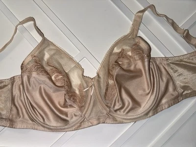 Sutiã Wacoal 36DD bege cobertura total cetim renda aro ajustável  - Imagem 1 de 4