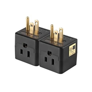3 Steckdosen Wandadapter Würfel Wasserhahn, UL-gelistet 3 Zinken geerdeter Stecker 2er Pack schwarz - Bild 1 von 8