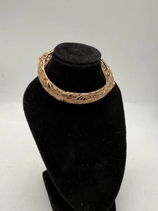 Brazalete Brazalete Filigrana Tono Oro Rosa Vintage Cristal Bisagras Disfraz - Imagen 1 de 8