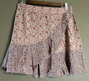 SIM & SAM Anthropologie Faux Wickel Rost Blumen Minirock Damengröße Medium - Bild 1 von 7