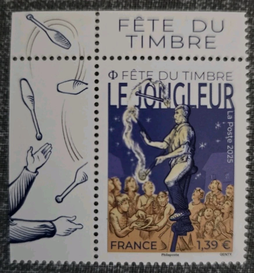 France stamp 2025. Stamp Day. Street Arts: Juggler. W/corner. MNH - Image 1 of 1