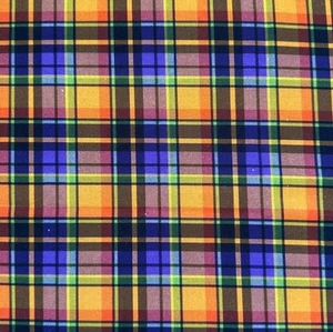 Halloween Tartan Purple Orange Yellow Check Plaid Fabric 100% Cotton Fat Quarter - Picture 1 of 3