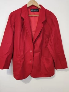 Vintage Burberrys Red Wool Blazer Size 14 Oversized 100% Wool–Small Mark See Pic - Picture 1 of 13