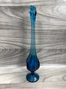 VASO IN VETRO ARTISTICO OSCILLANTE 11,5" BLU METÀ SECOLO DI VIKING MCM BLU SCURO TEAL - Foto 1 di 3