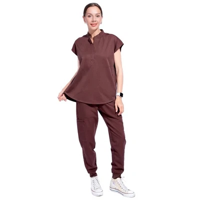Conjunto Médico de Uniforme Elástico para Mujeres Enfermera Cuello en V Top y Pantalón para Correr Hospital Foto 1 de 4