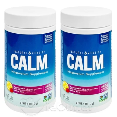 (2-PACK) Natural Vitality CALM Magnesio Suplemento Bebida Mezcla - Frambuesa Limón Foto 1 de 4