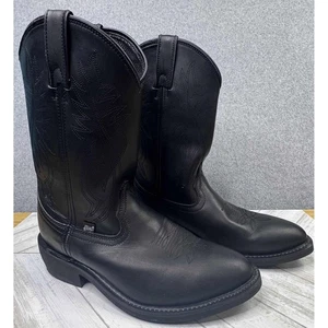 NEW Justin Black Leather Western Cowboy Boots Mens 9.5EE JB1104 PullOn Stitched - Picture 1 of 9