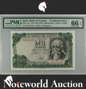 Spain Commemorative 1000 Pesetas 1971 (ND 1974) P 154 UNC PMG 66 EPQ 3rd TOP POP - Picture 1 of 4