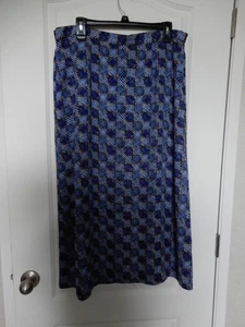 Vintage Sag Harbor blau gemustert Poly Midirock Gr. Large Damen Reißverschluss hinten - Bild 1 von 5