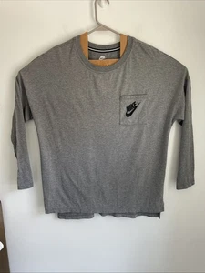 Nike Hombre XL Gris Camiseta Manga Larga Algodón Bolsillo Camiseta X11 - Imagen 1 de 4